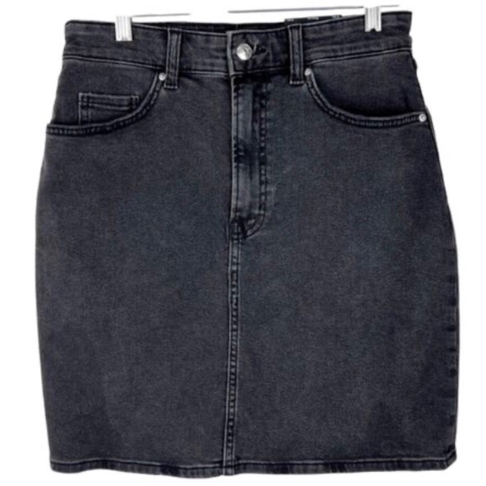 H&M DIVIDED Black Denim Mini Skirt Sz 6
